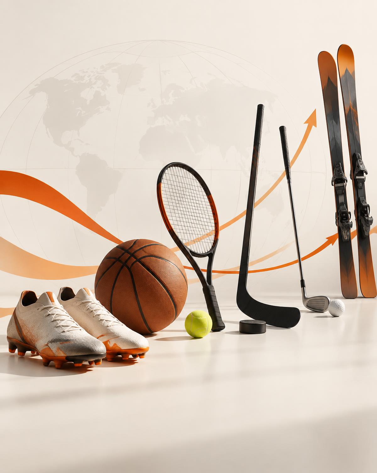 Sports equipment for football, basketball, tennis, hockey, golf and skiing
